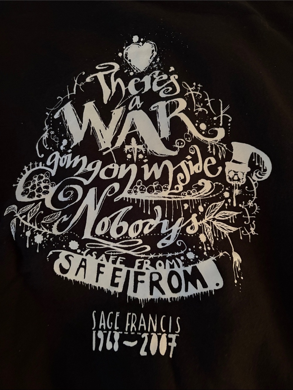 Black 'SAGE' Zip-Up Hoodie with White Graphic Letters 2007 - Picture 5 of 5